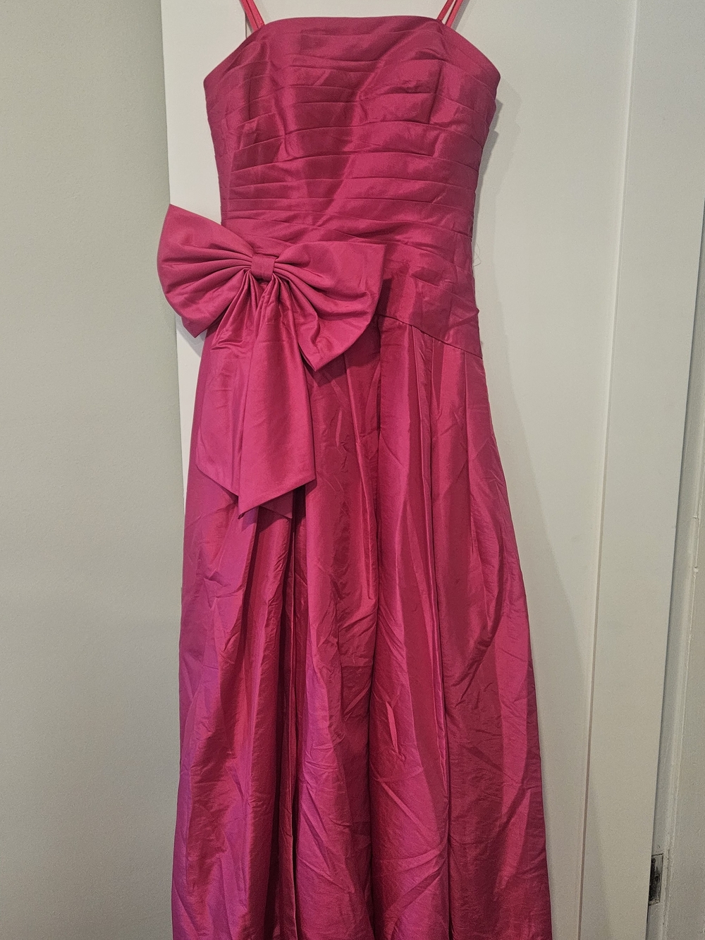 Xscape 12 Fuchsia Taffeta Ball Gown Bow Waist Formal Evening Dress - Picture 3 of 4